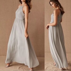 BHLDN Madrie Anthropologie Maxi Dress Fog Grey Bridesmaid Wedding Party NEW 0